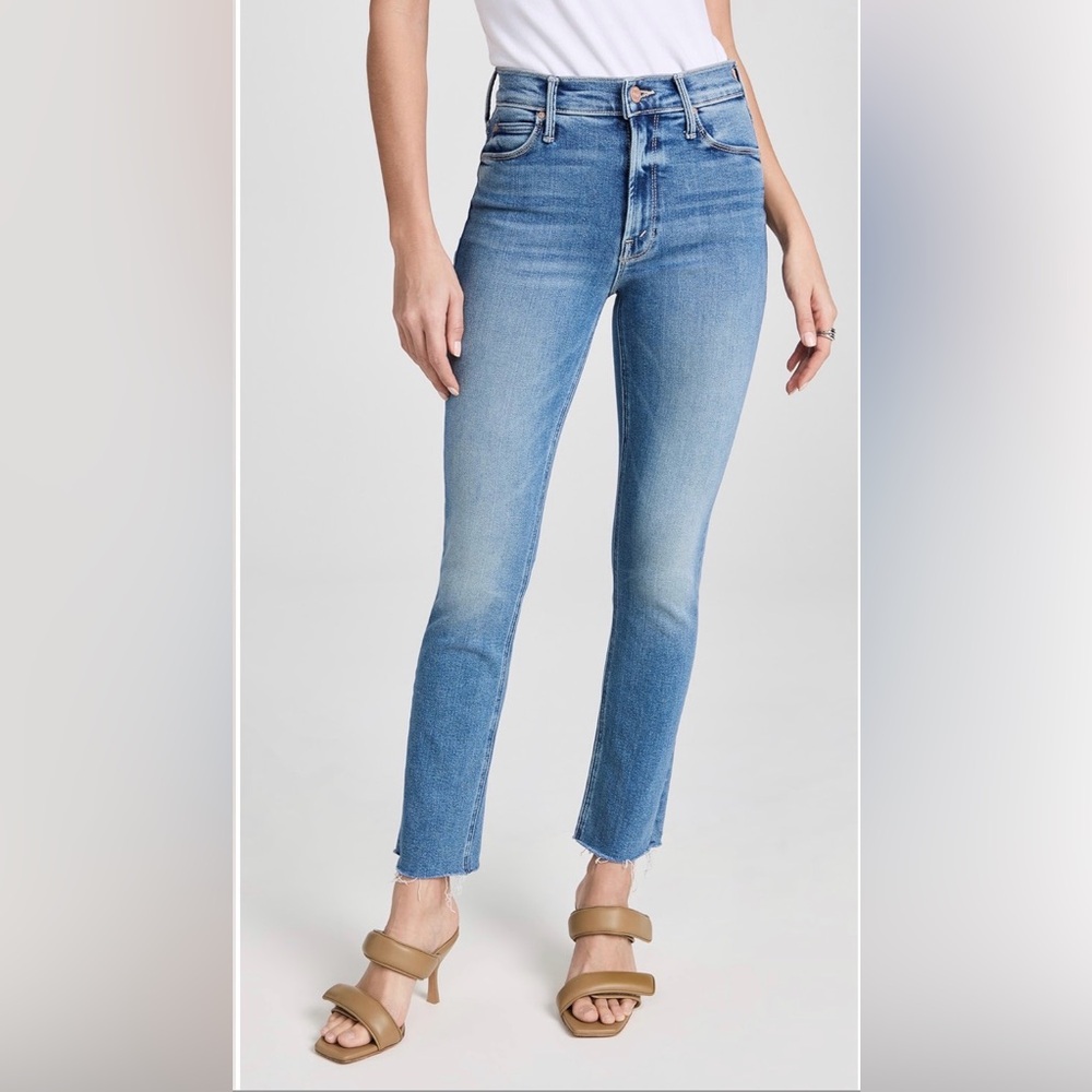 New MOTHER Mid Rise Dazzler Ankle Frayed Cuffs Jeans Size 24